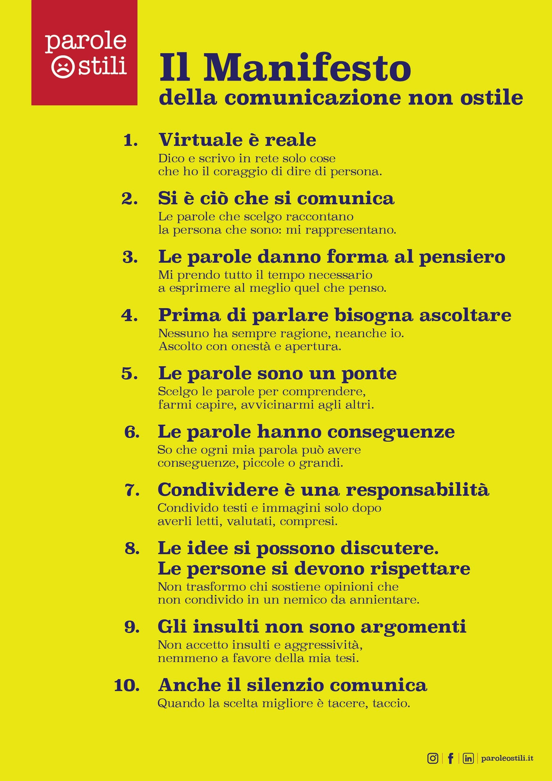 IL MANIFESTO DELLA COMUNICAZIONE NON OSTILE
